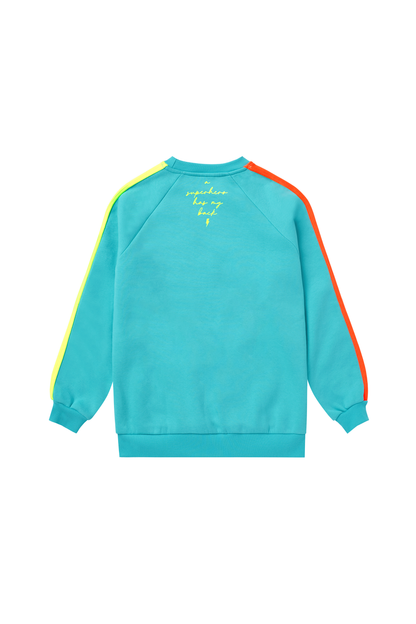 Kids Bright Green with Neon Coral Colourblock Sweatshirt