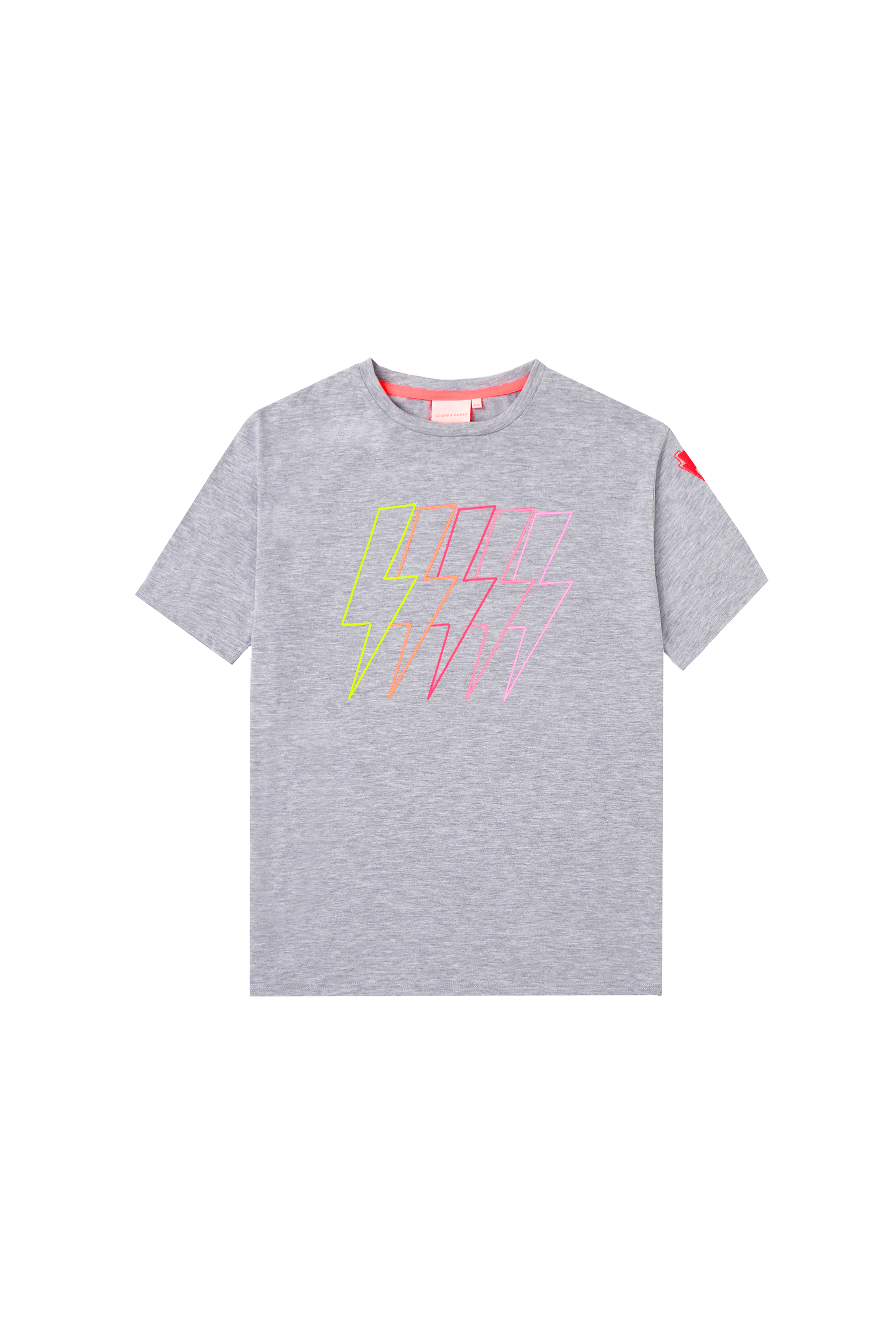 Kids Grey Marl Multi Neon Bolt T-Shirt