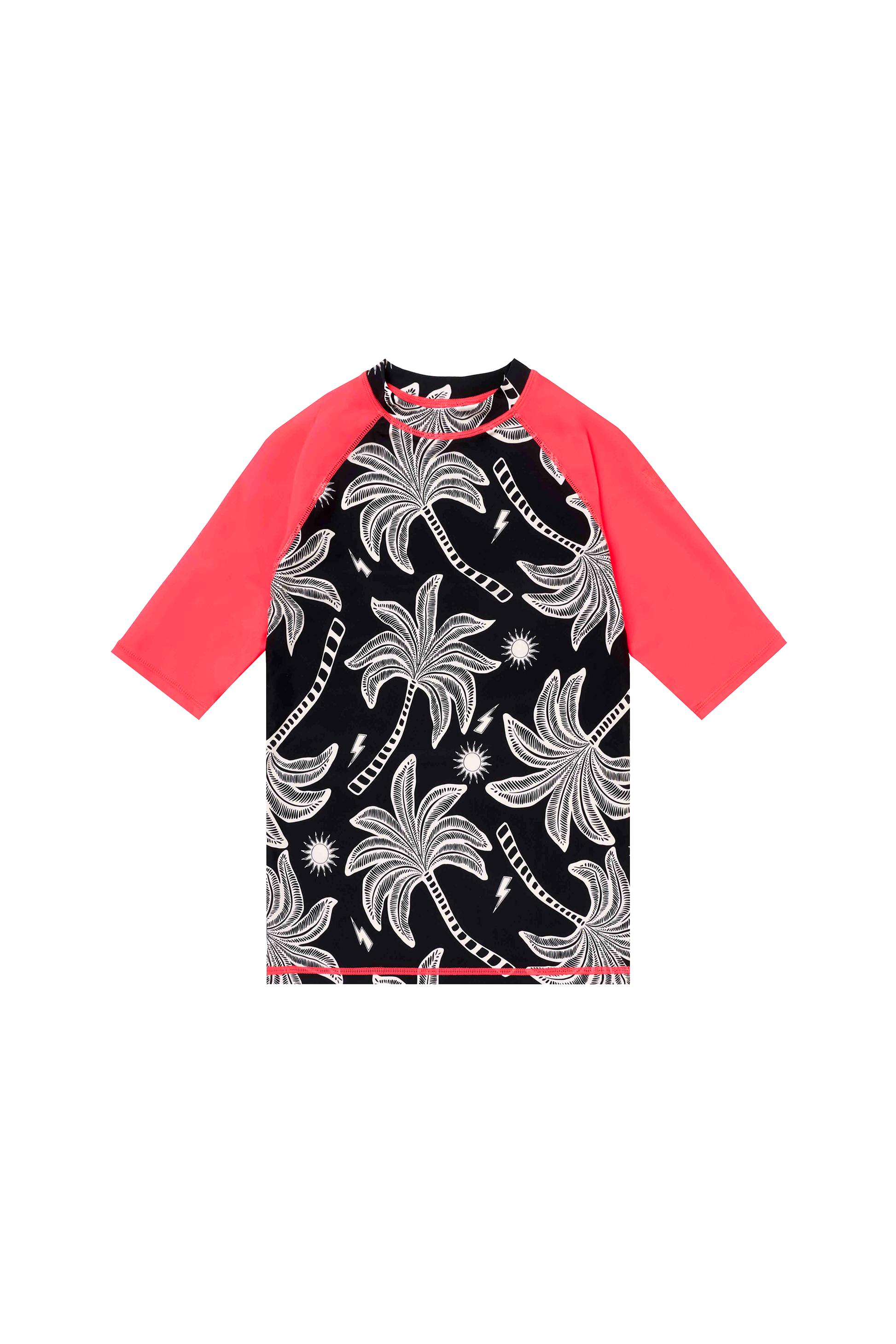 Kids Black with Off White Palm Spring Rash Vest