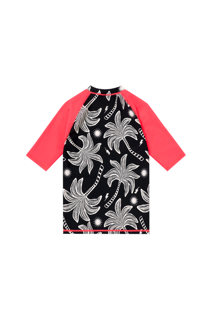 Kids Black with Off White Palm Spring Rash Vest