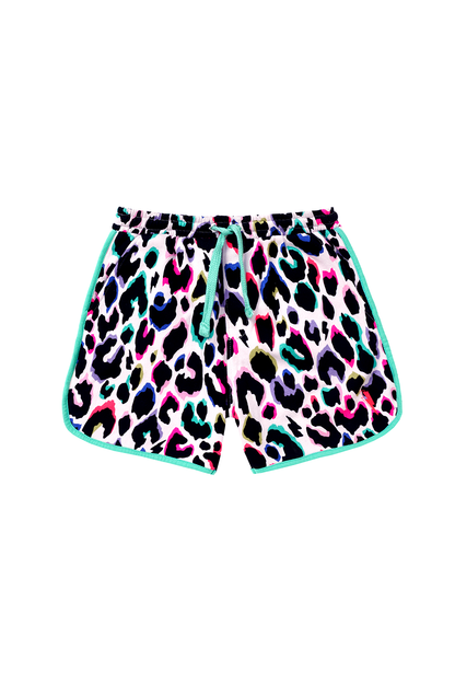 Kids Ivory with Rainbow Shadow Leopard Shorts