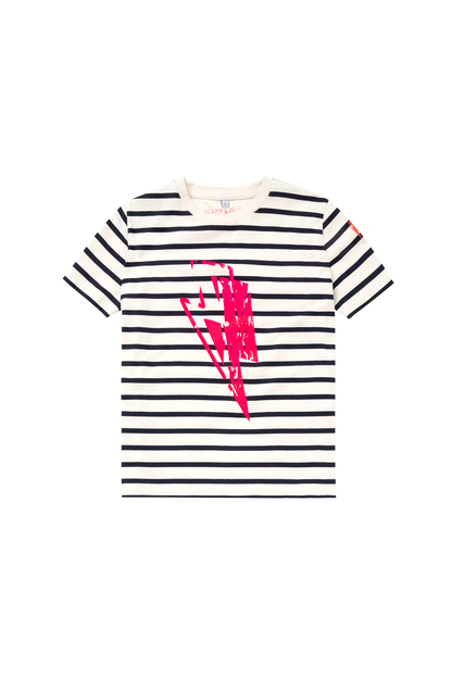 Kids Ivory with Navy Stripe and Glitch Bolt Classic T-Shirt