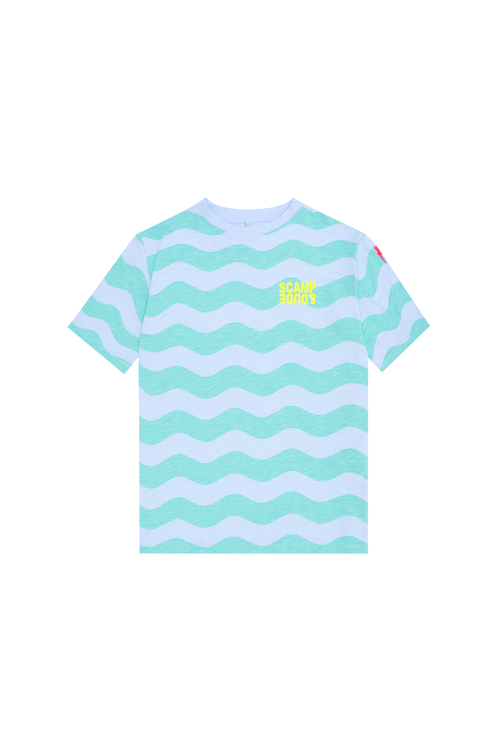 Kids Blue with Green Wave Stripe T-Shirt