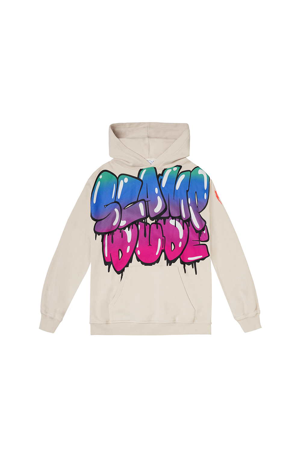 Kids Grey Bubble Graffiti Slogan Oversized Drop-Sleeve Hoodie