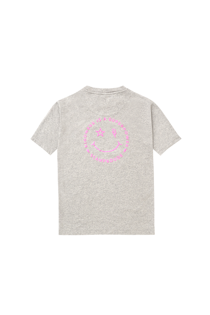 Kids Grey Marl Oversized Smiley Face T-Shirt