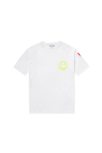 Kids White with Neon Yellow Smile Back Slogan Relaxed T-Shirt