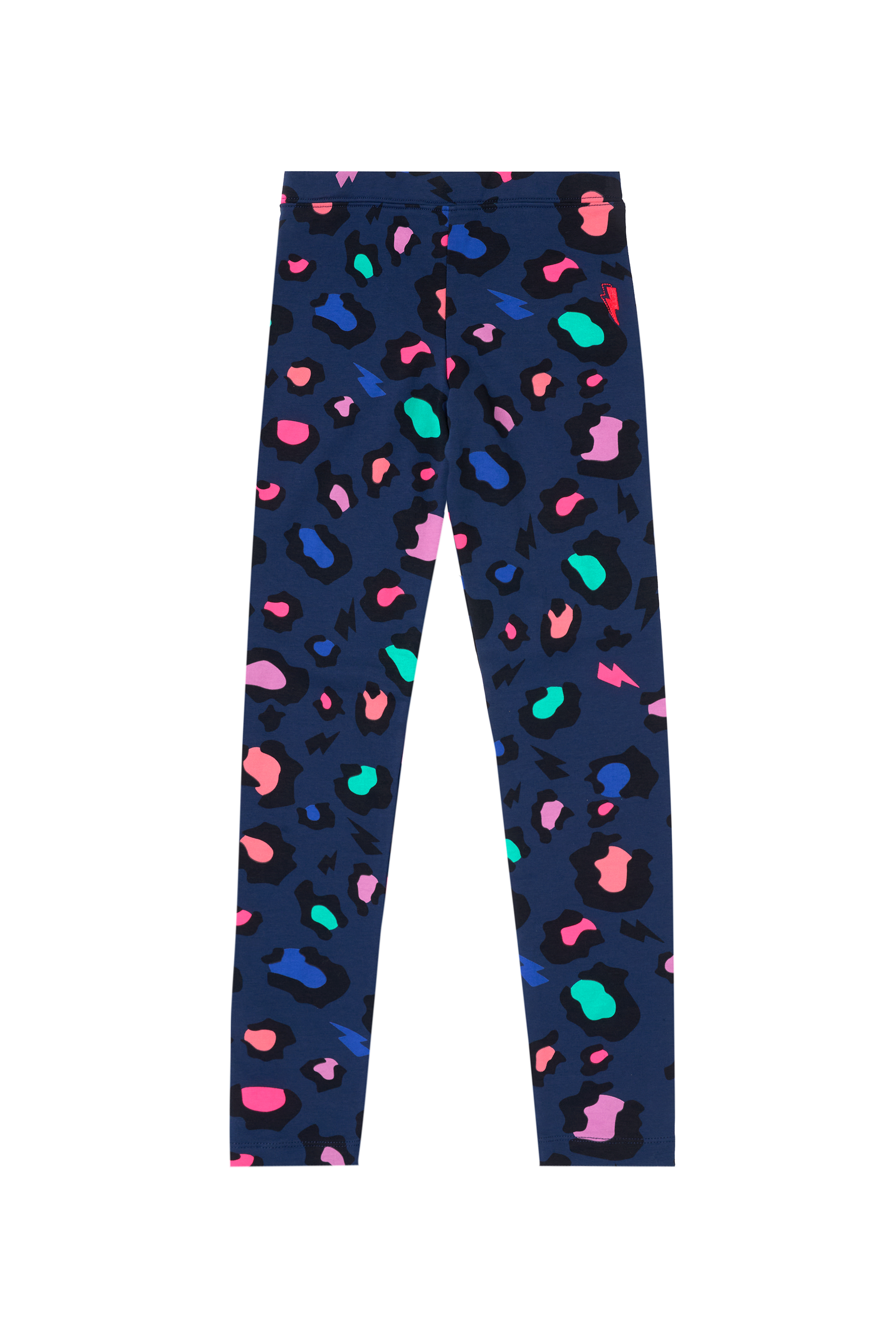 Kids Navy with Rainbow Snow Leopard Leggings