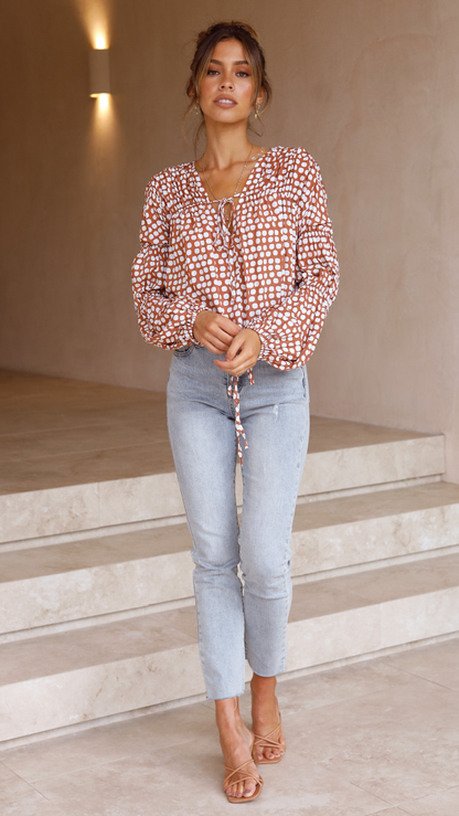 Orane Top - Brown/Spot