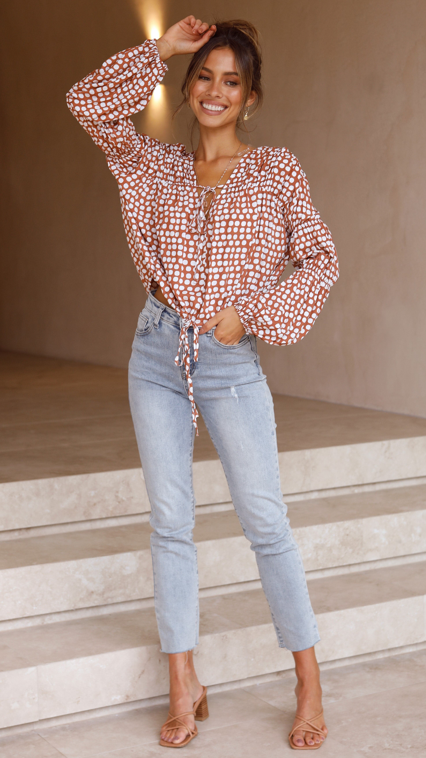 Orane Top - Brown/Spot