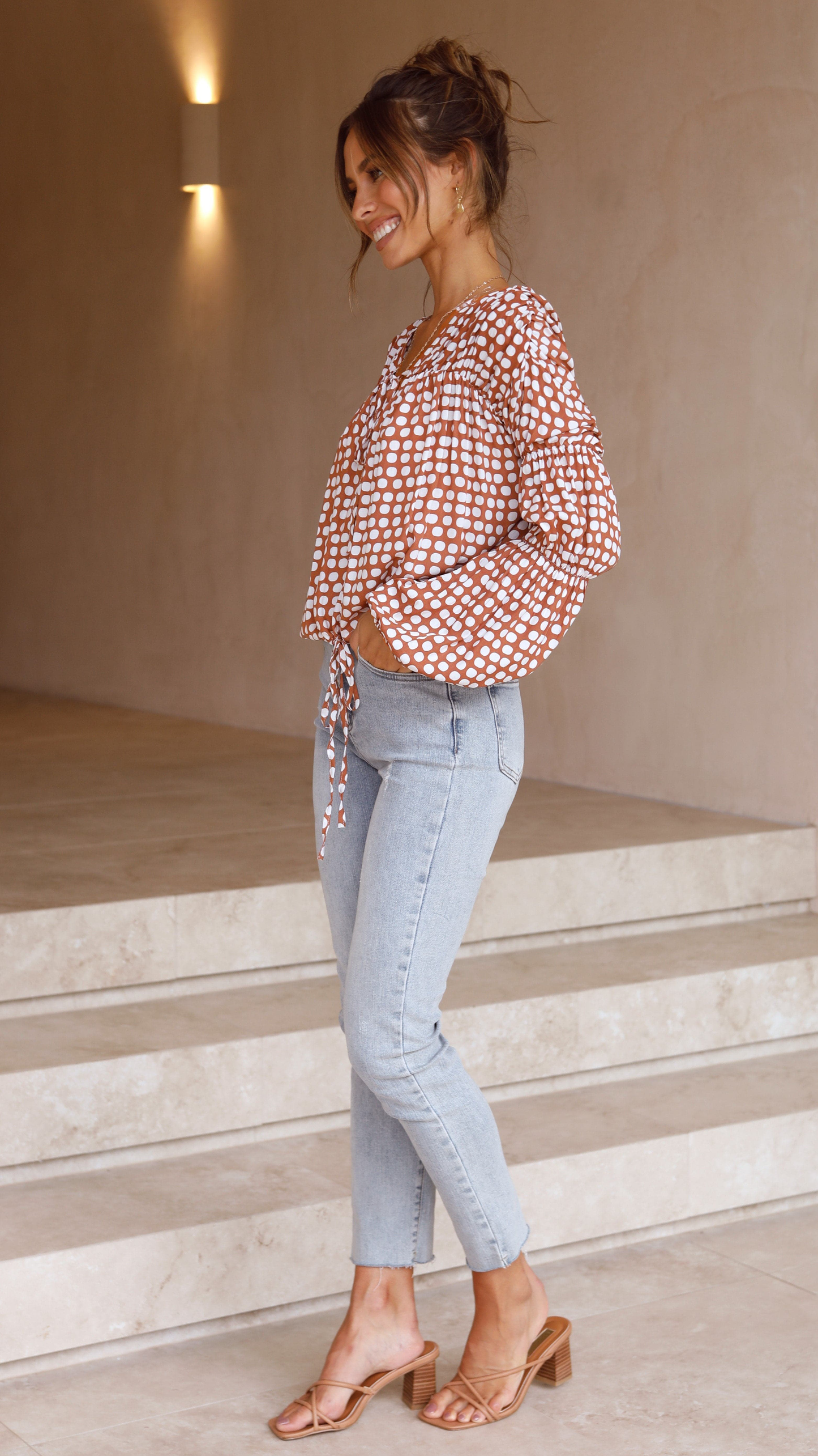 Orane Top - Brown/Spot