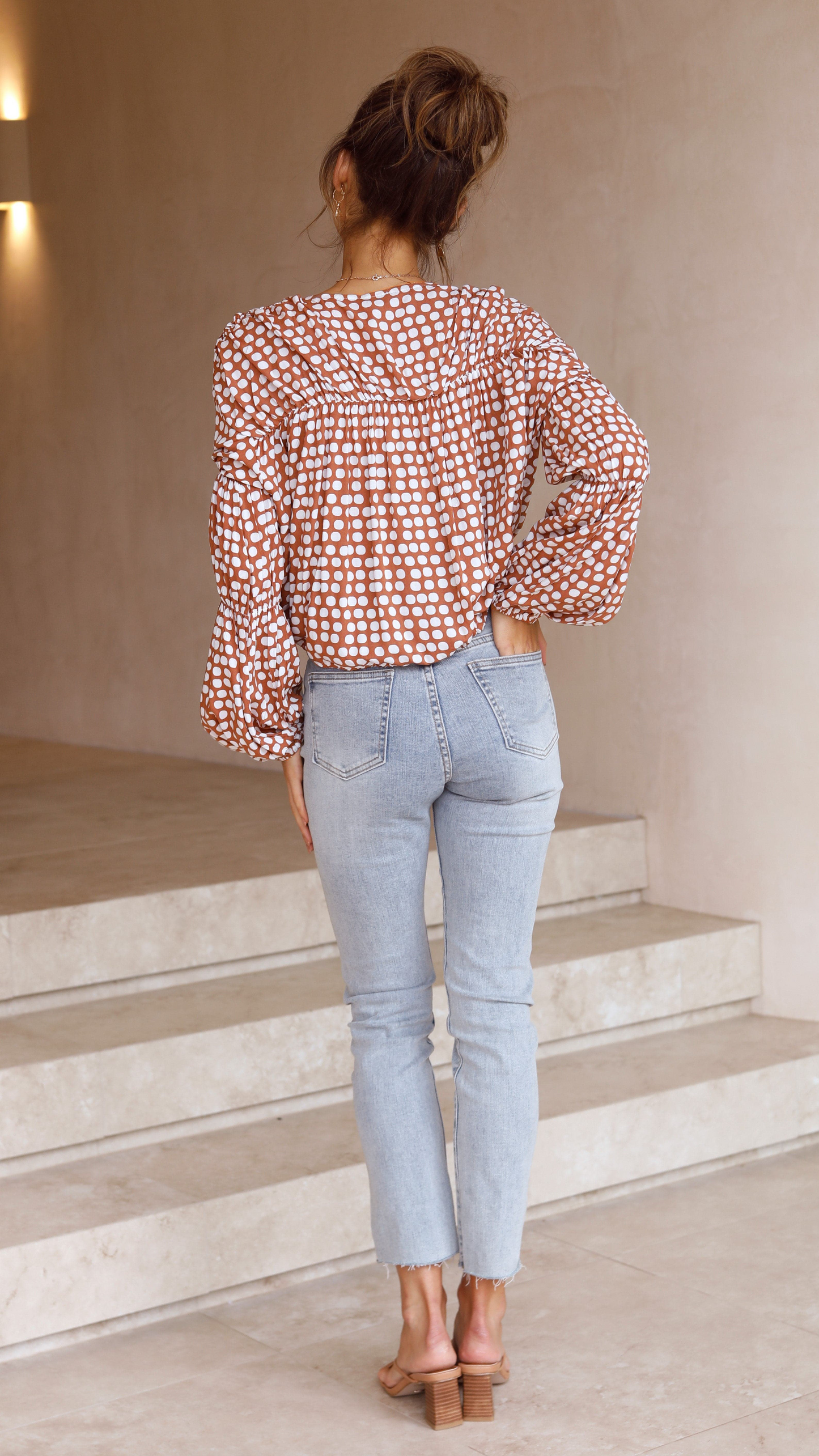Orane Top - Brown/Spot