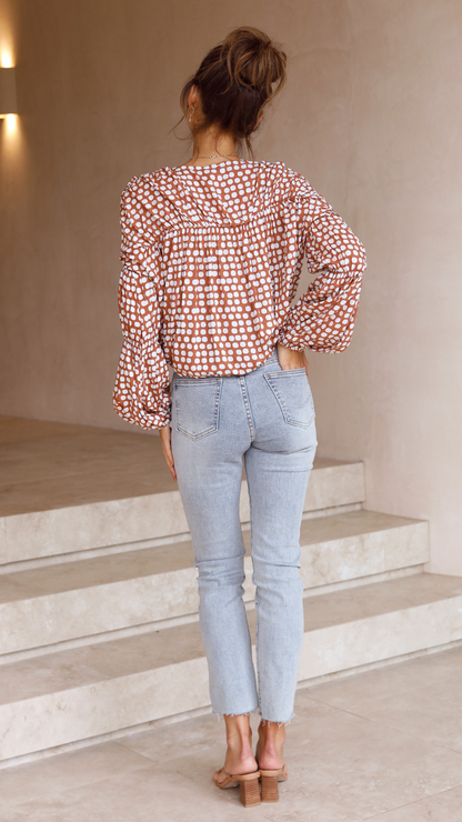 Orane Top - Brown/Spot