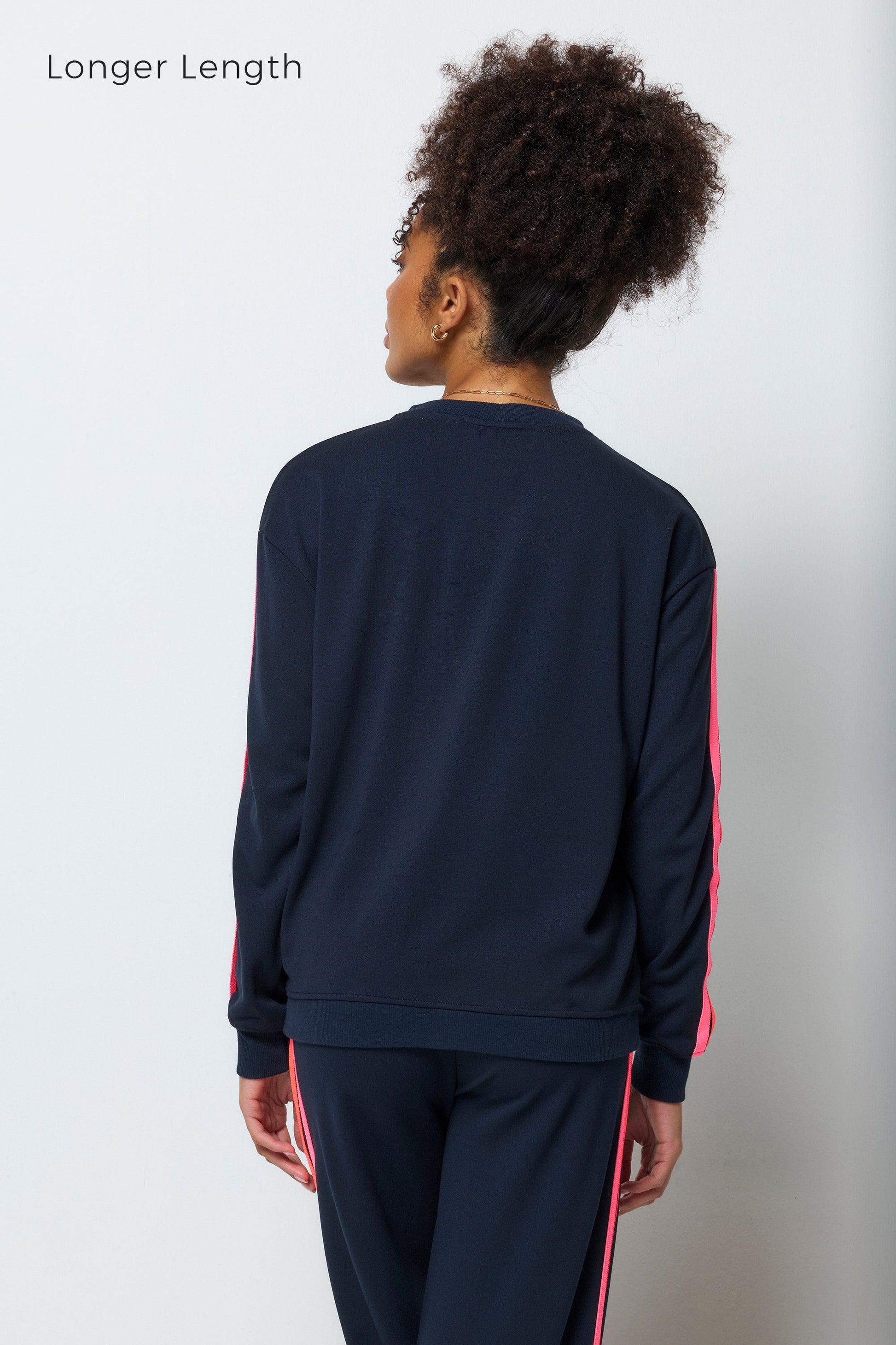 Navy Slouchy Stripe Detail Sweatshirt