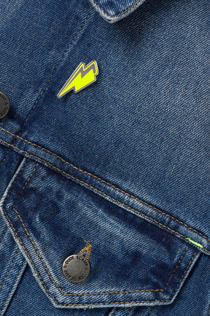 Yellow Lightning Bolt Pin Badge