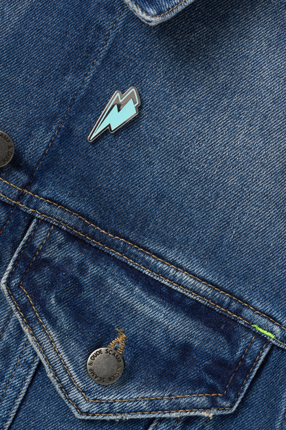 Blue Lightning Bolt Pin Badge