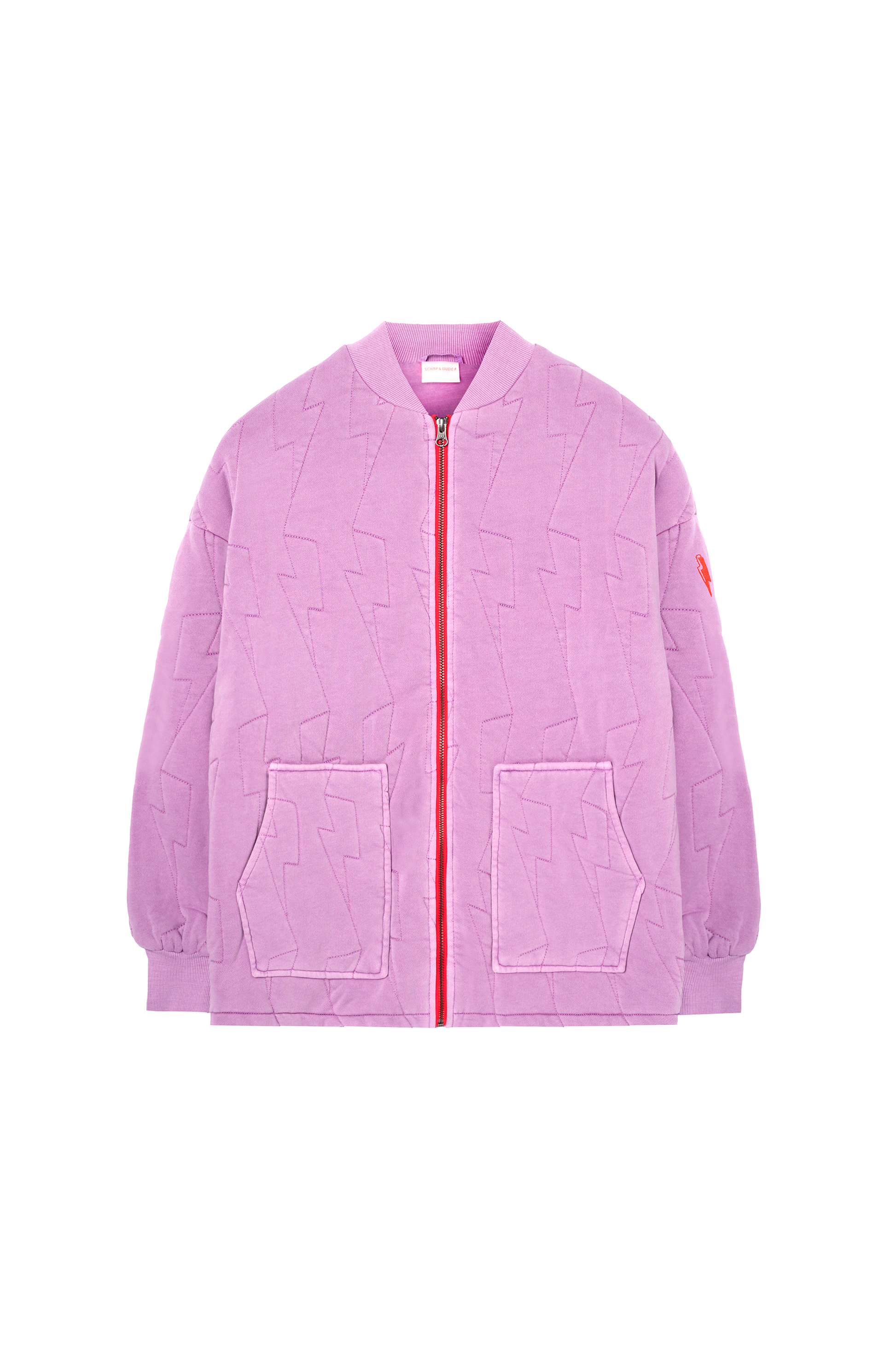 Lilac Lightning Bolt Regular Fit Quilted Bomber Jacket