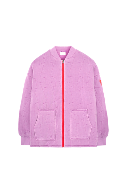 Lilac Lightning Bolt Regular Fit Quilted Bomber Jacket