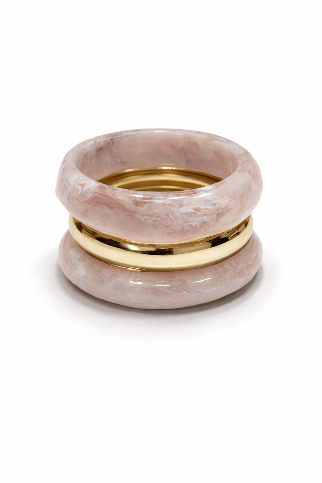 Montecito Marble Resin and Metallic Bracelet Set