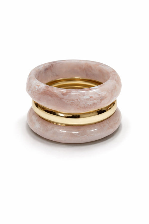 Montecito Marble Resin and Metallic Bracelet Set