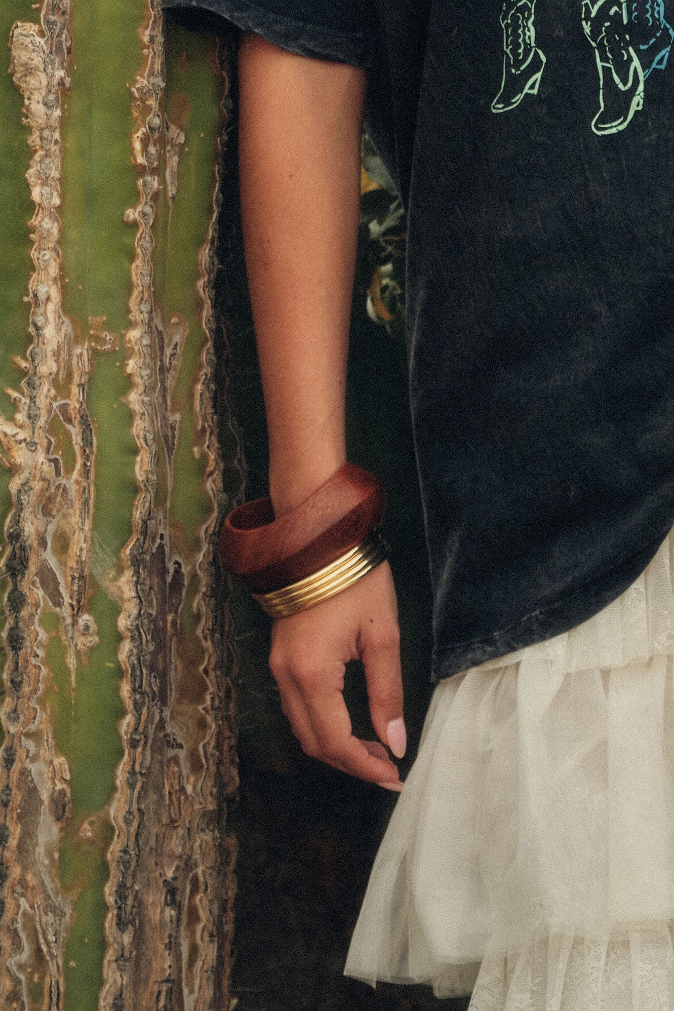 Idyllwild Wavy Wooden Bangle Bracelet