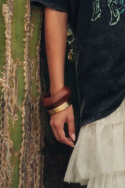 Idyllwild Wavy Wooden Bangle Bracelet