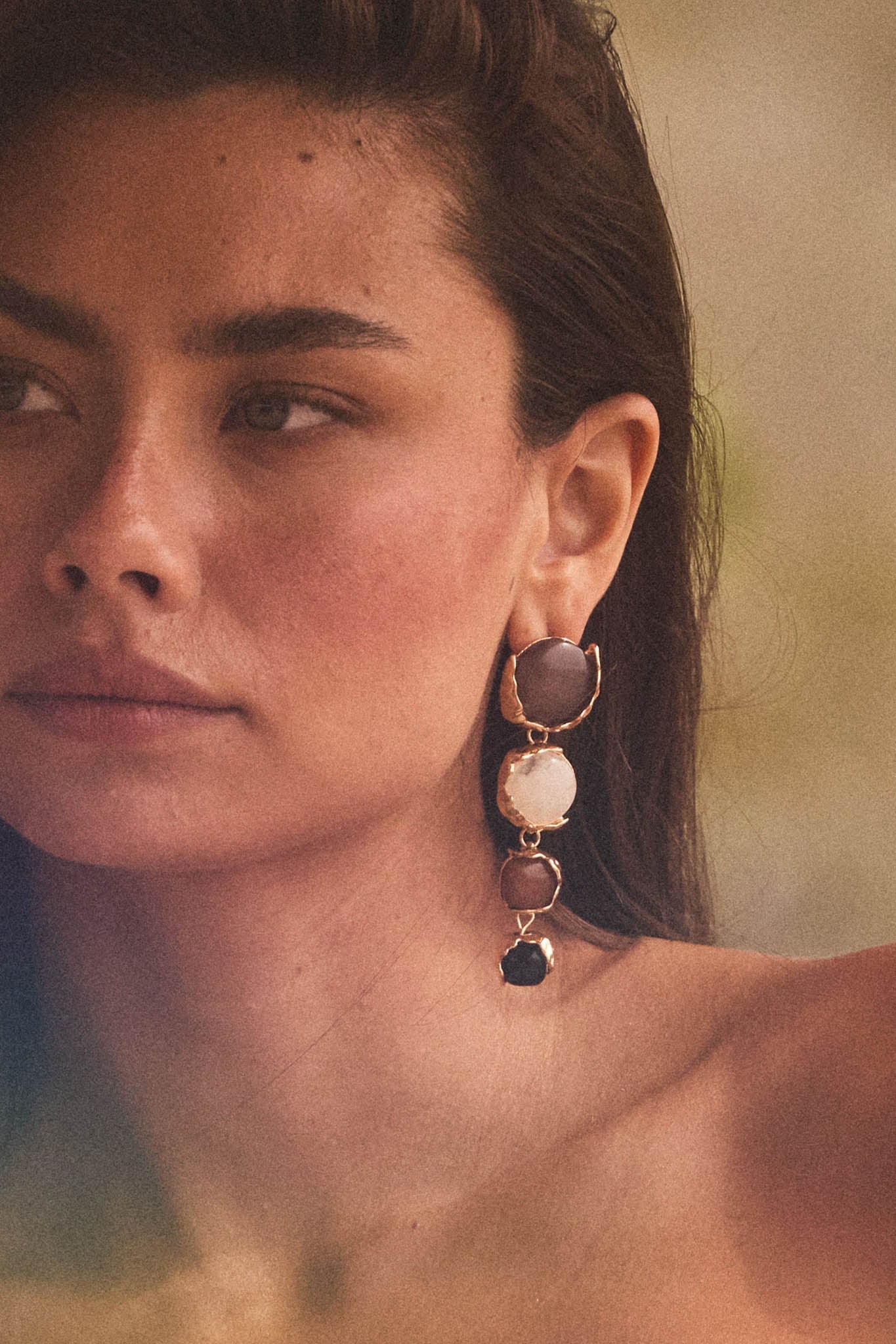 Sierra Marble Resin and Gold Dangle Earrings