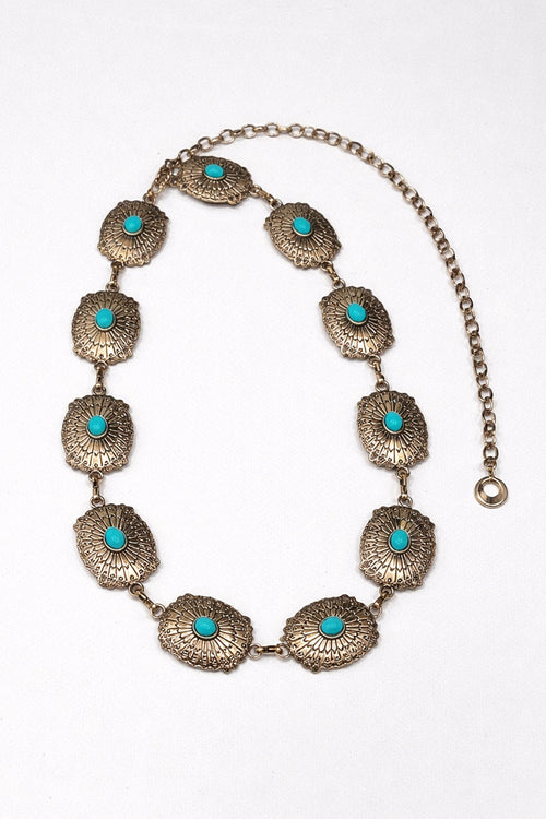Mojave Gold Turquoise Concho Chain Belt
