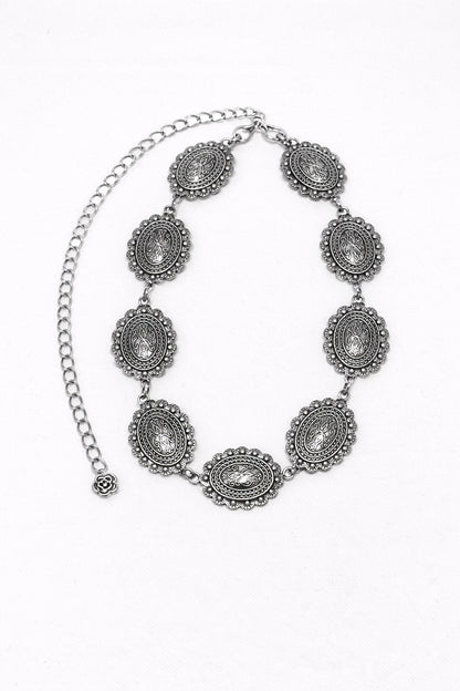 Silverado Ornate Silver Concho Chain Belt