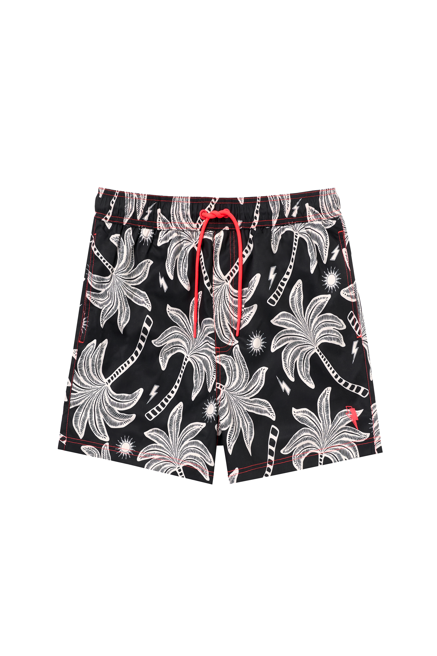 Men's Black with Off White Palm Spring Swim Shorts