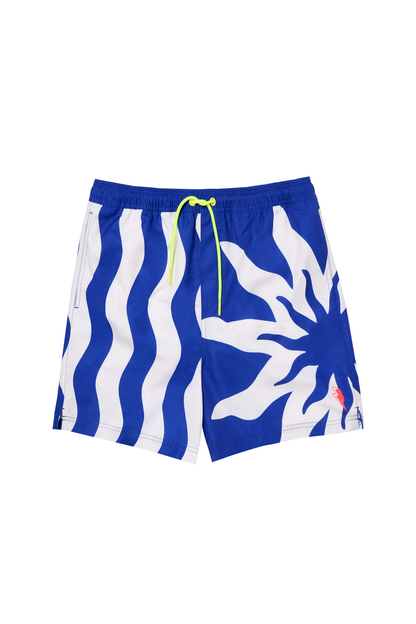 Men's Blue Sunstar and Stripe Swim Shorts
