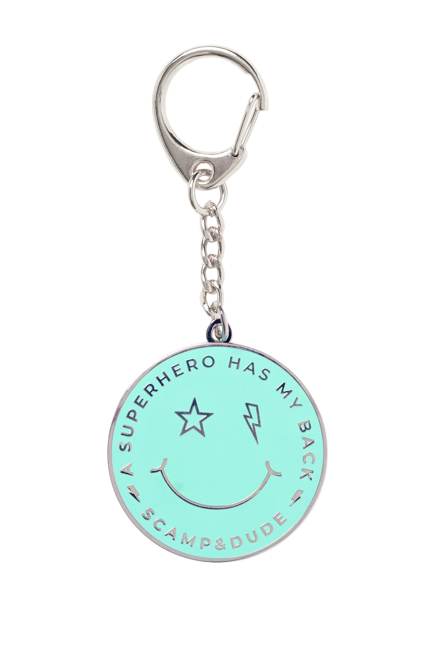 Green Smiley Face Metal Keyring