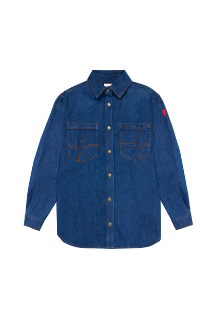 Mid Wash Indigo Relaxed Denim Shirt
