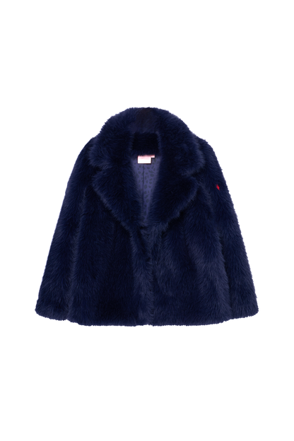 Midnight Blue Faux Fur Coat