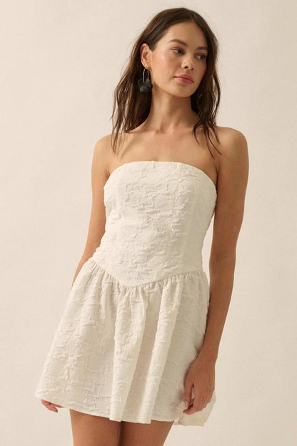 Perfect Petals Textured Floral Strapless Mini Dress