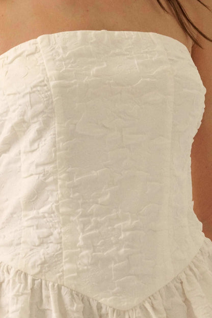 Perfect Petals Textured Floral Strapless Mini Dress