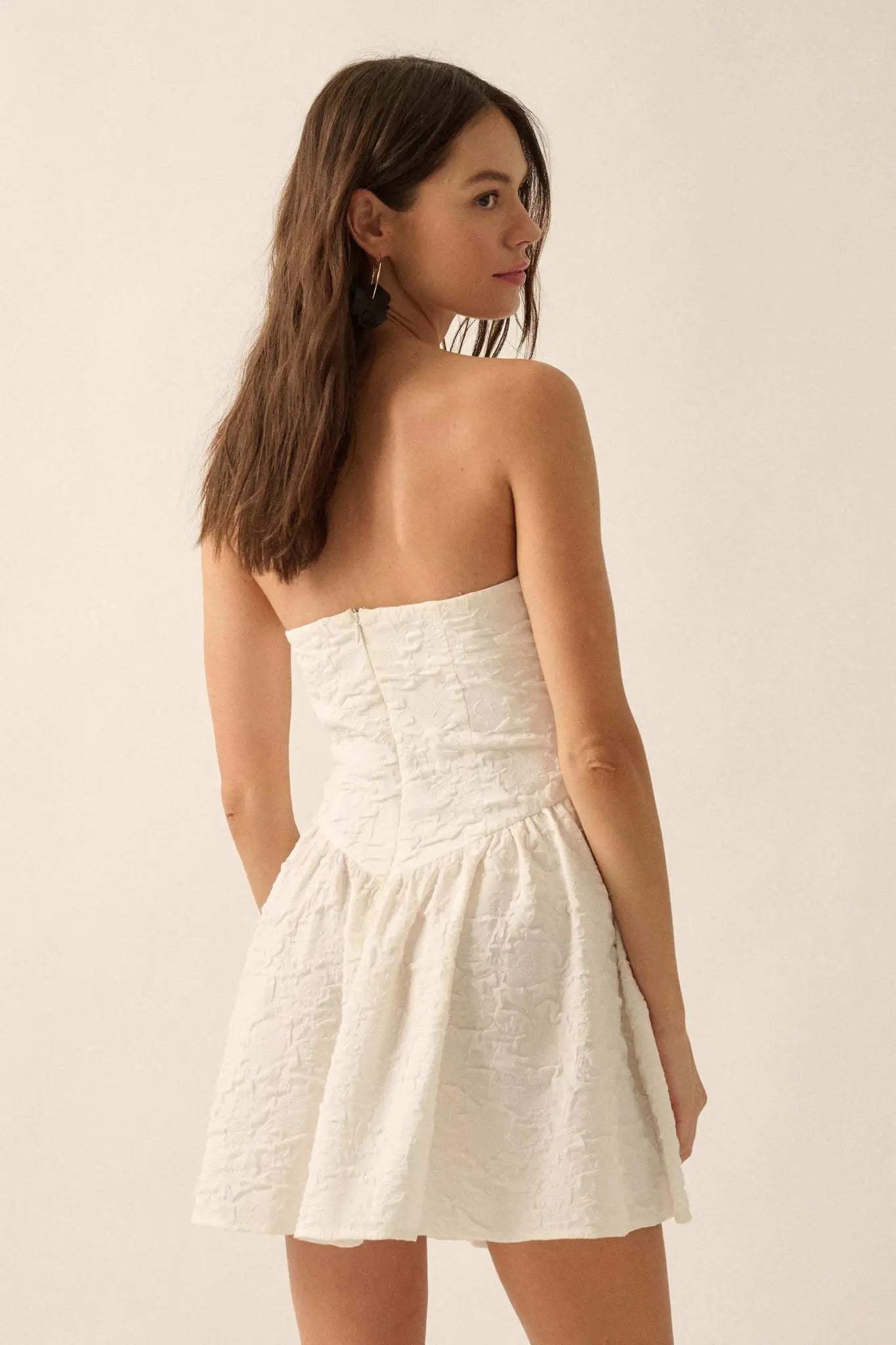 Perfect Petals Textured Floral Strapless Mini Dress