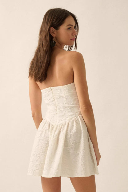 Perfect Petals Textured Floral Strapless Mini Dress