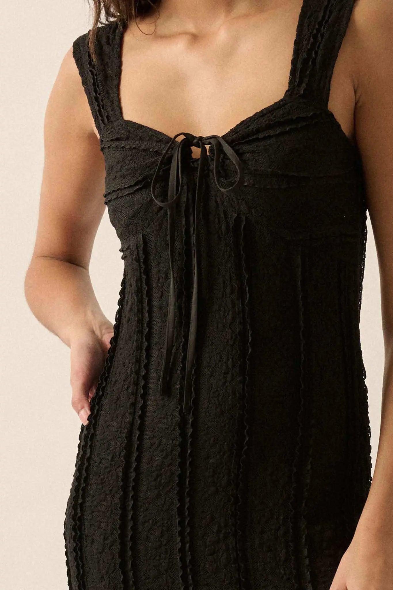 Romantic Heart Ruffled Floral Lace Midi Dress
