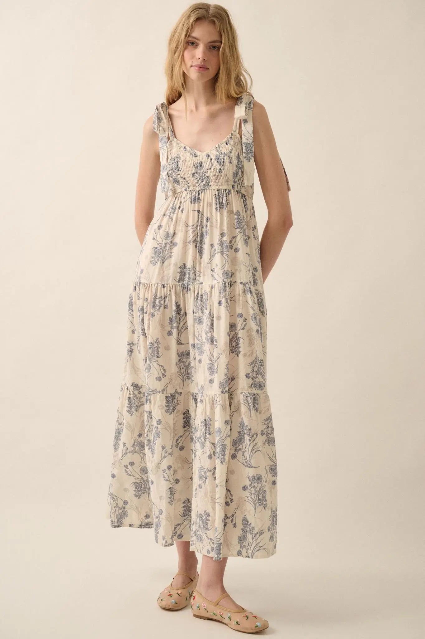 Sentimental Beauty Floral Tiered Ruffle Maxi Dress