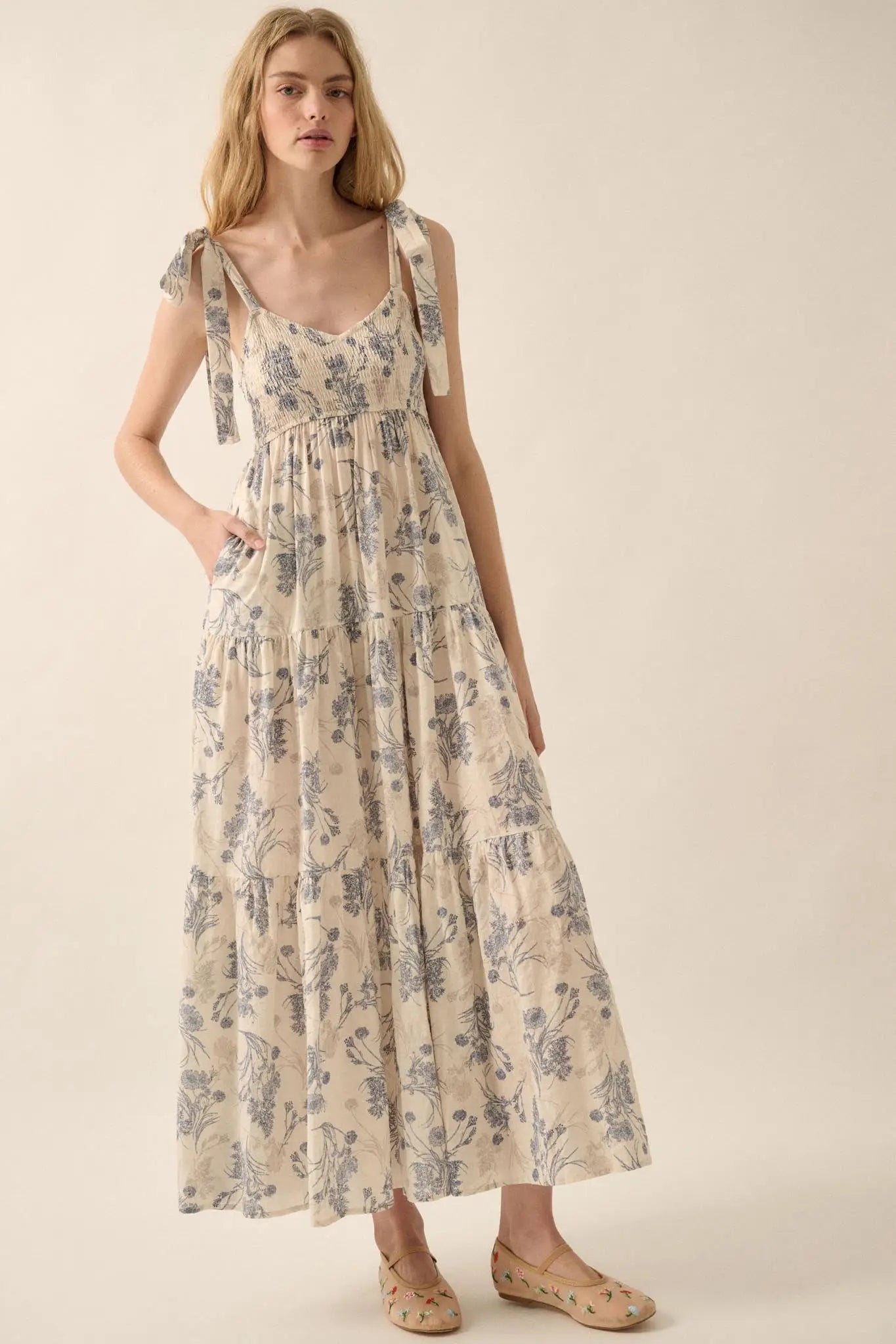 Sentimental Beauty Floral Tiered Ruffle Maxi Dress