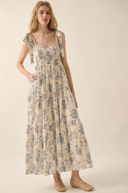 Sentimental Beauty Floral Tiered Ruffle Maxi Dress