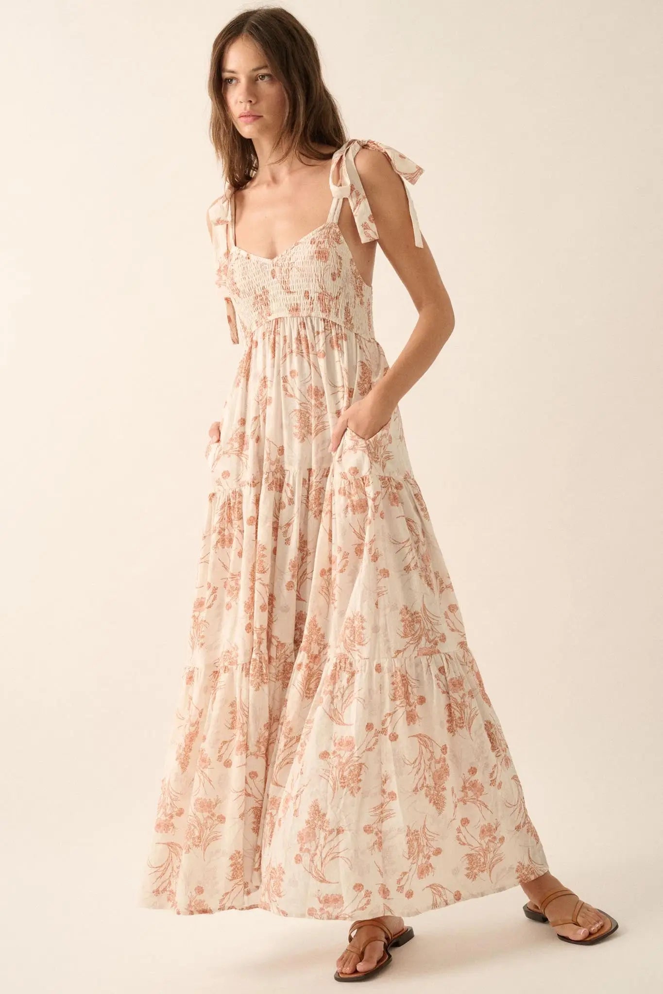 Sentimental Beauty Floral Tiered Ruffle Maxi Dress