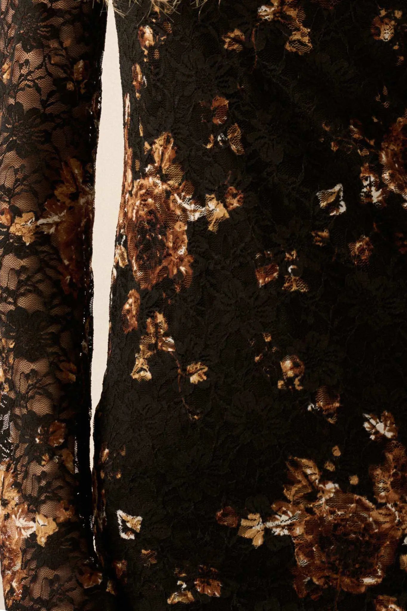 Golden Hour Floral-Print Lace Mock-Neck Dress