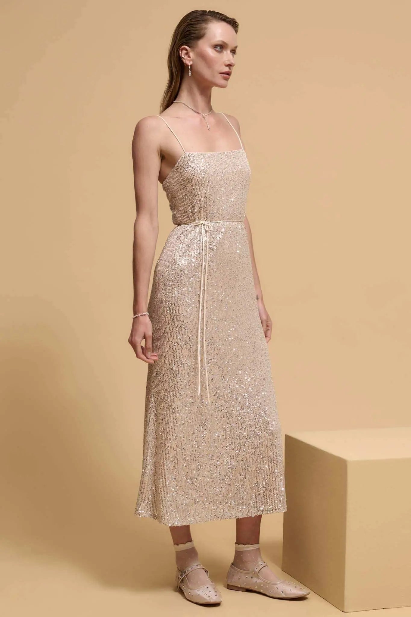 All That Glitters Sequin Midi Slip Dress