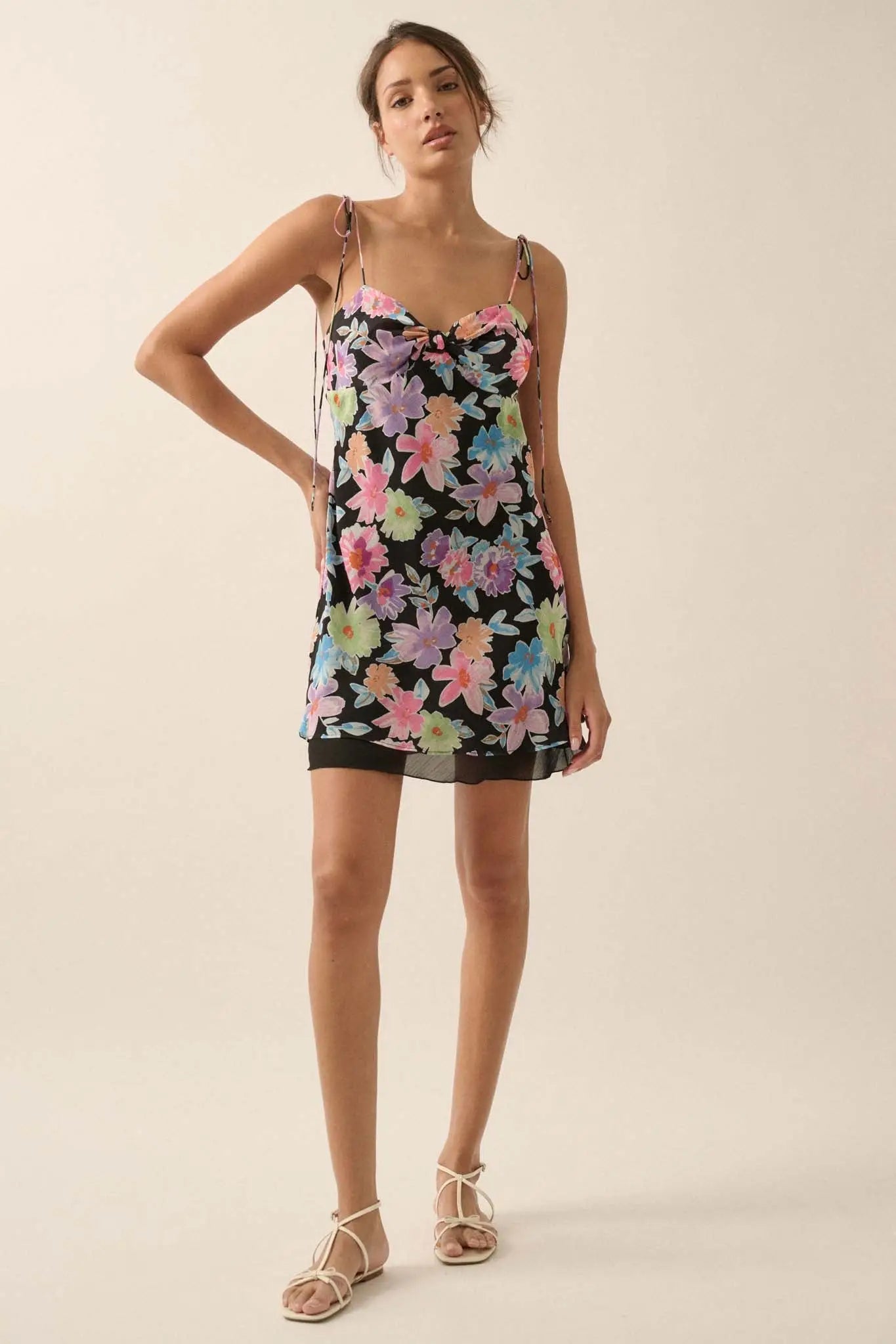 Brilliant Blooms Floral Chiffon Mini Dress