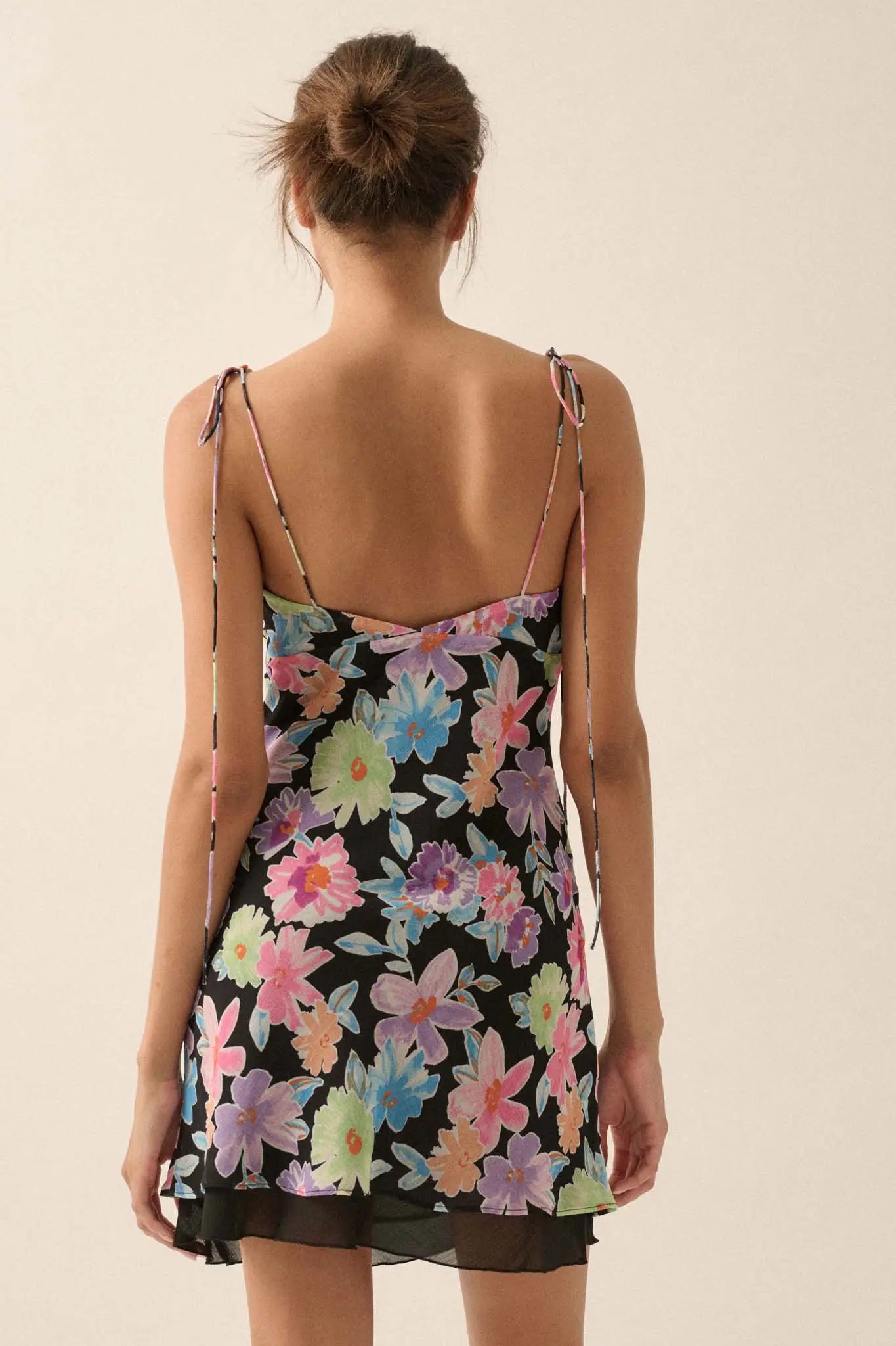 Brilliant Blooms Floral Chiffon Mini Dress