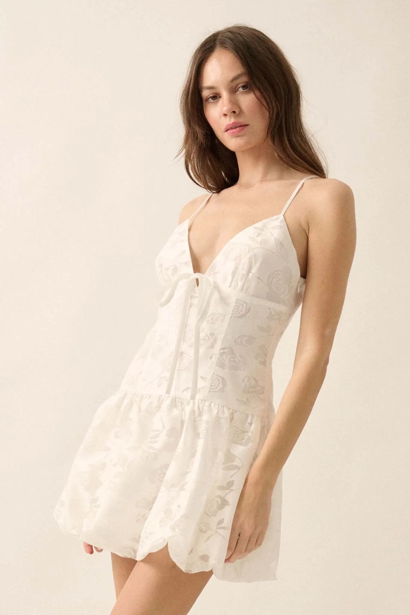 Dancing Blossoms Floral Burnout Bubble Mini Dress