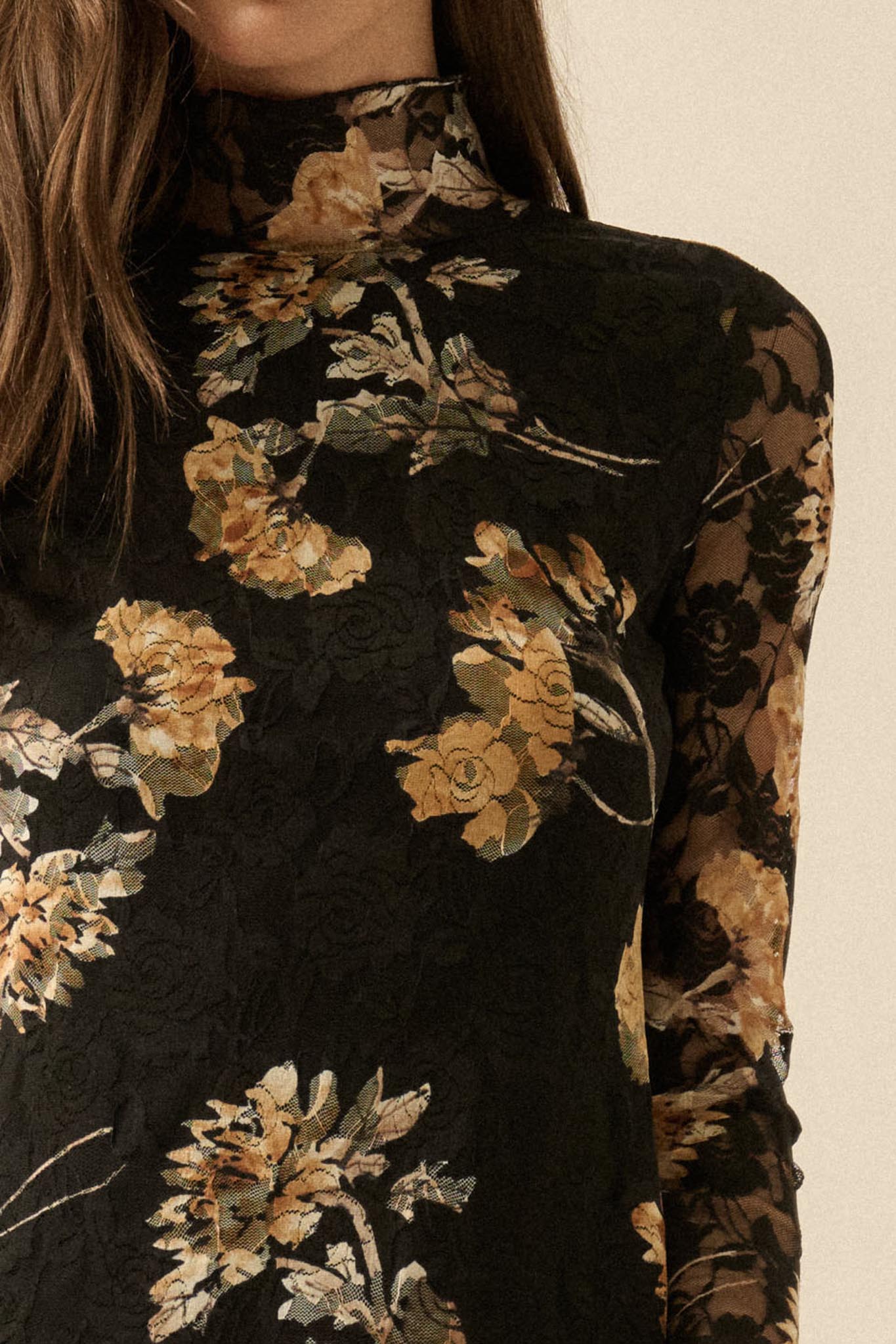 Blooming Memories Printed Floral Lace Midi Dress