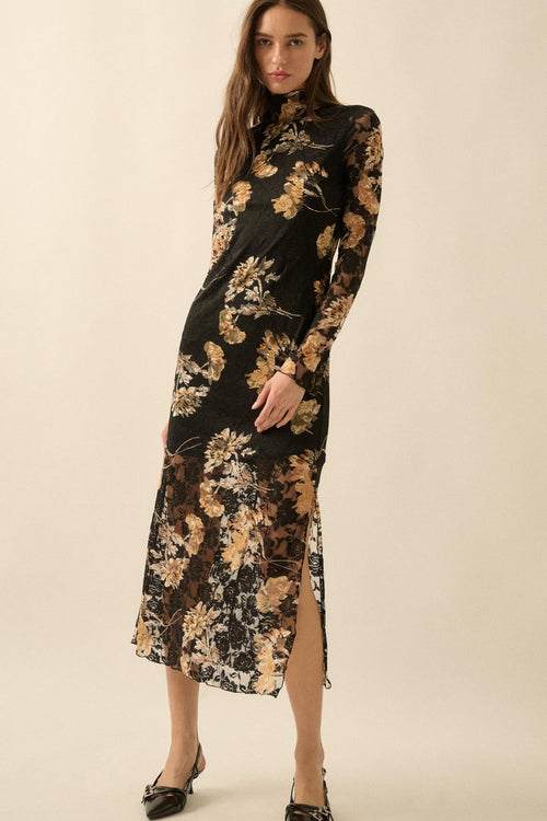 Blooming Memories Printed Floral Lace Midi Dress