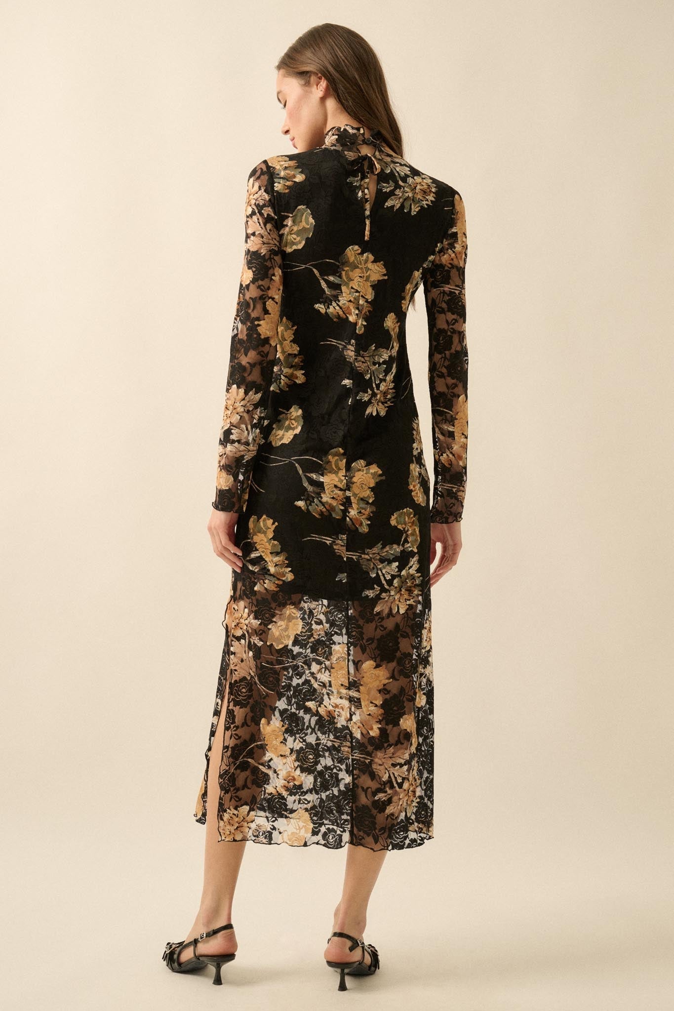 Blooming Memories Printed Floral Lace Midi Dress